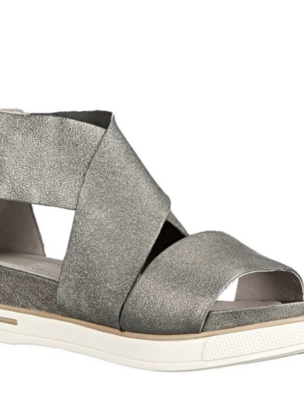 Eileen Fisher Sport Sneaker Platform Metallic Pewter Crisscross Sandal